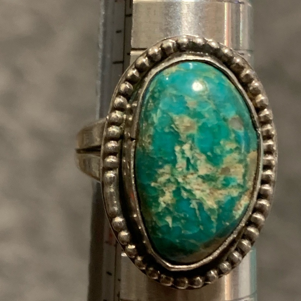 Old Pawn Sterling Oval Turquoise Ring
